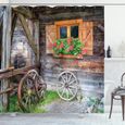 Abakuhaus volets Rideau de Douche, ferme Campagne, 175 x 200 CM, Marron Vert Rouge-0