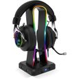 Support Casque Gaming RGB - Porte Casque Gamer Multifonction 11 Effets Lumineux - Compatible PC/PS4/Console-0