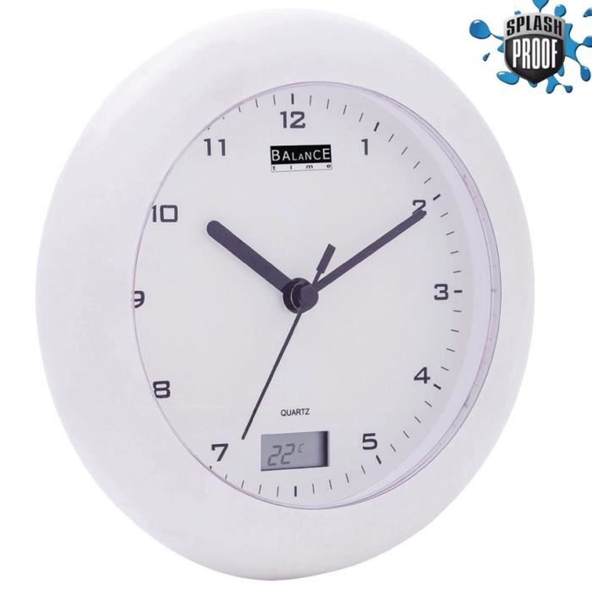 Horloge Thermometre Pour Salle De Bains 17 Cm Analogiques Blanc