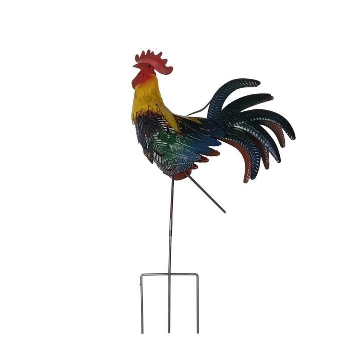 Statue de piquets de coq en métal de jardin, coq en métal simulé