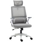 Fauteuil de Bureau Vinsetto Chaise de Bureau réglable Tissu Maille Polyester dossier ergonomique inclinable pivotant Gris