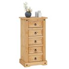 IDIMEX Chiffonnier SALSA commode en bois style mexicain avec 5 tiroirs, en pin massif finition teintée/cirée