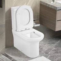WC au sol sans bride -HOMDOX-WC sur Pied avec Réservoir, WC à Poser avec Siège de Toilette Amovible Fonction de Fermeture, Blanc