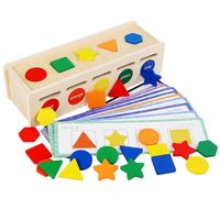 Jouet de Trieur de formes en bois pour enfant - Montessori - 50 blocs géométriques - 5 couleurs - 10 formes