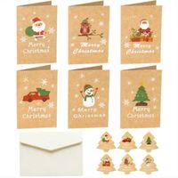 24pcs Carte Joyeux Noël avec Enveloppes et Autocollants, Joyeux Fêtes Cartes de Noël Cadeau de Noël