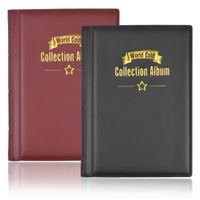 2 Pièces Album de Monnaie Collection - Album de Collection - 120 pièces de monnaie - Noir, Rouge