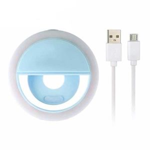 Téléphone portable bleu-Anneau lumineux LED USB pour selfie, lampe à 