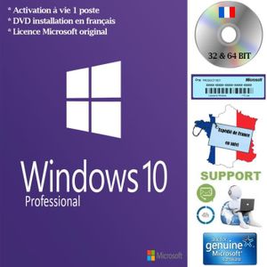 BUREAUTIQUE DVD Windows 10 Pro / Professionnel 32 et 64 bit FR
