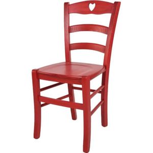 CHAISE Tommychairs - Chaise cuisine CUORE, robuste structure en bois de hêtre peindré en aniline couleur rouge et assise en bois