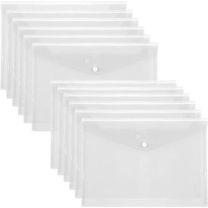 Lot De 12 Pochettes Plastique A5 Avec Bouton Pression - Porte-documents Transparents, Rangement Bureau