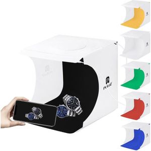 Boîte à lumière avec 2 Fonds Tente de studio-photo cube pliable 24x22x24cm Cisixin Mini Studio Photo avec lumière LED 