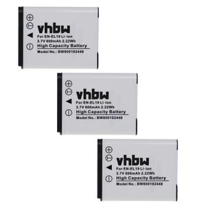 BATTERIE APPAREIL PHOTO vhbw 3x Batteries compatible avec Nikon CoolPix S2