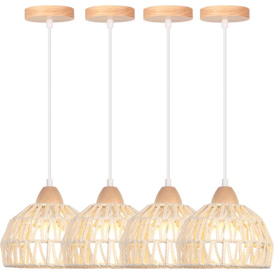 Suspension Luminaire Vintage En Rotin – Abat-jour 16 Cm, Douille E27, Style Bohème, Pour Chambre, Salon, Cuisine