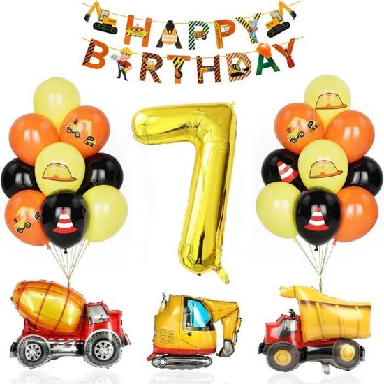 Kit Décoration Anniversaire Tracteur - 5 Ans Garçon - Guirlande, Bannière, Ballons, Décorations Gâteau - Thème Ferme Et Véhicules - 8