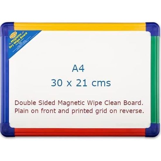 Tableau Blanc Effaçable Magnétique A4 (30x21cm) - Double Face Avec Marqueurs, Aimants Et Gomme | Pour Enfants, Bureau