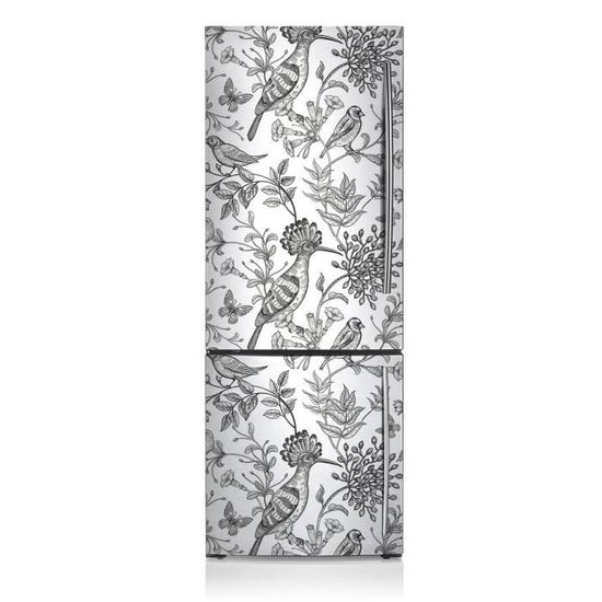 Sticker frigo magnetique Fleurs noires et blanches 