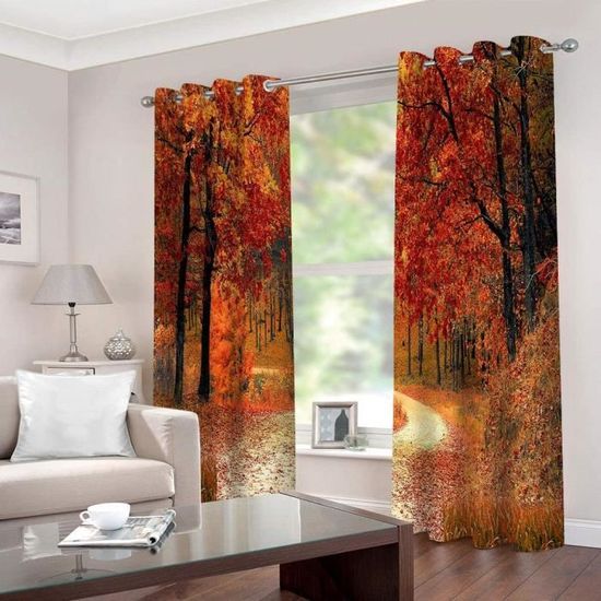 Rideau Blockout 3D Forêt Automne Jaune - Impression Photo - Sweethome