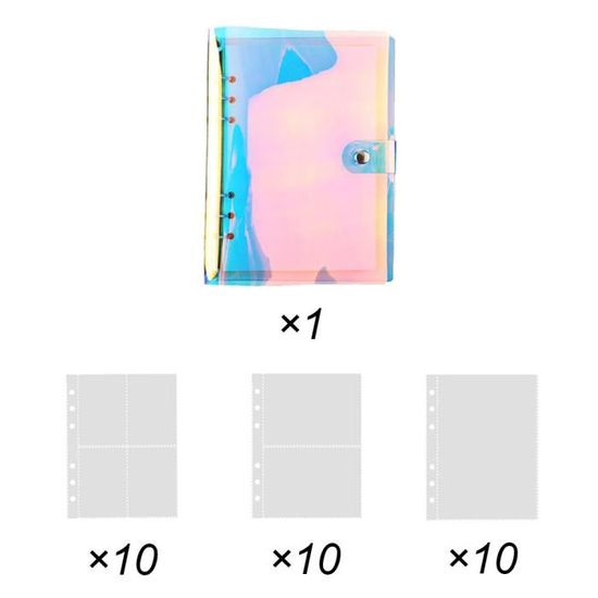 SUPERFINDINGS Classeur A5 Reliure à 6 Anneaux Reliure Pour Carnets De Notes Journal à 6 Anneaux Rechargeable Transparent Reliure à Feuilles Mobiles A5 Avec Règle Et Pochette De Reliure