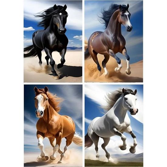 DCIDBEI Square Diamond Painting Chevaux Carrées 50x40cm Broderie Diamant Cheval Peinture Diamant Theme Chevaux Perle Diamant Adulte Broderie Diamant Paysage Mer Diamond Painting Mer Et Plage
