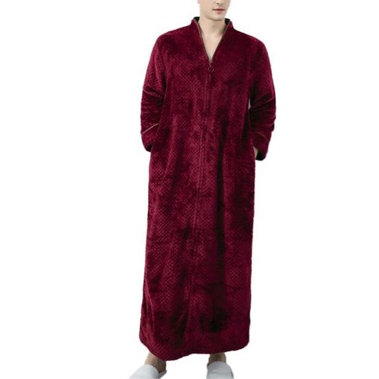 Peignoir Femme Homme Peluche ?� Capuche-Col V, Hiver Peignoir ?� Fermeture Eclair Longue Douce 