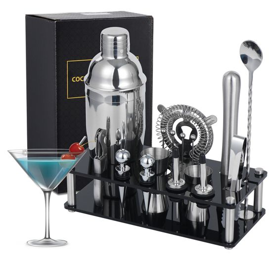 Cocktail Shaker Kit, Boston mélange 20 Pièces,Acier Inoxydable 750ML, Pilon  Cocktail, Kit Barman avec Accessoires-NOIR - La cave Cdiscount