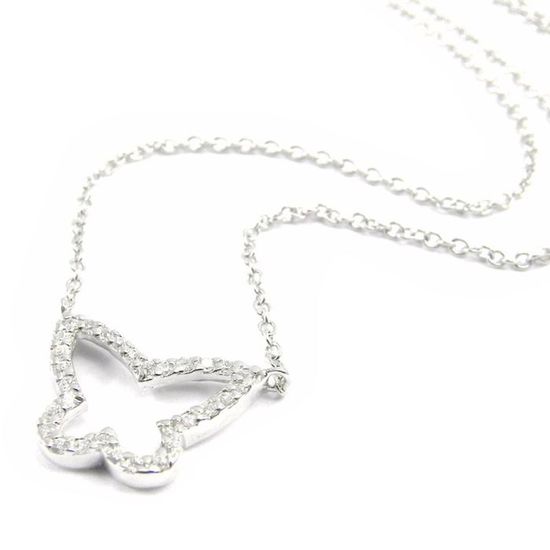 Collier Ras Du Cou Papillon En Argent Sterling Avec Zirconium Cubic - Neuf Avec étiquettes