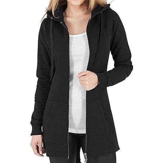 Veste D’Hiver Femme à Capuche Zippée – Manteau Chaud Doublure Polaire Épaisse Outdoor S-XXL