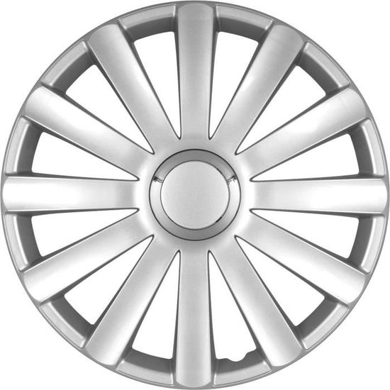 Ensemble denjoliveurs de roue 4 pièces Spyder 13 pouces blanc anneau chromé