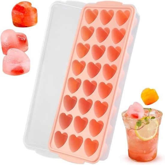 Bac à Glaçons En Silicone En Forme De Cœur Avec Couvercle, Moule