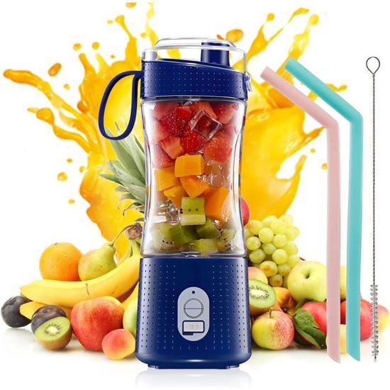 Blender Portable Rechargeable 500 Ml - 16 Lames, Batterie 1500 MAh, écran LCD, Pour Smoothies Et Voyages