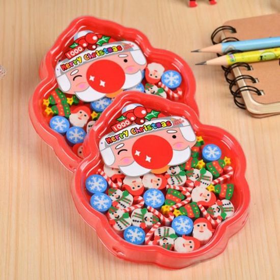 Crayons De Noël Avec Gommes - Lot De 100, 10 Styles (bonhomme De Neige, Père Noël, Renne...)