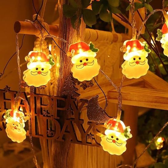 Akozon Guirlande Lumineuse Noël LED Père Noël Cerf Design 3 Mètres Déco