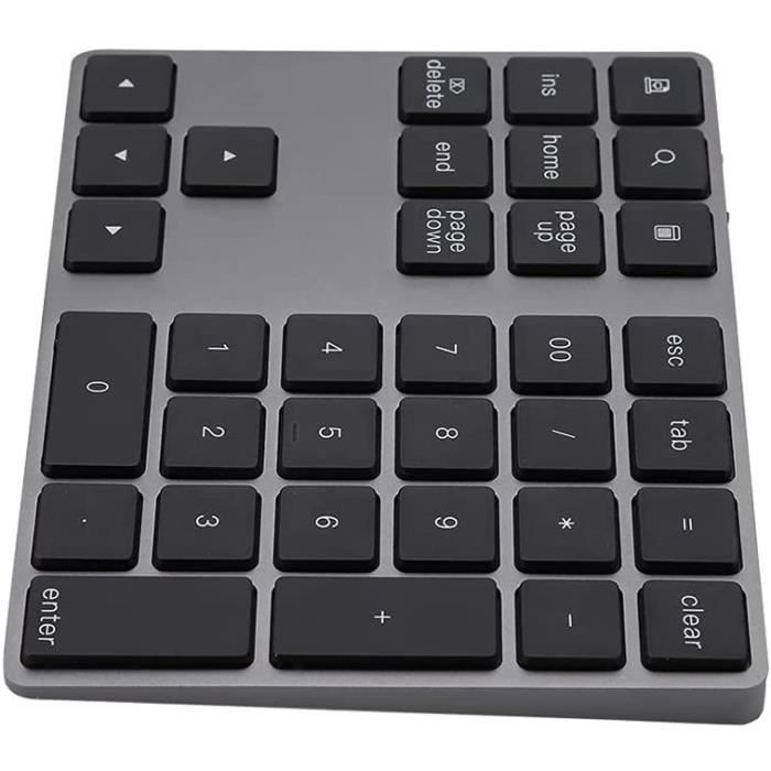 Pavé Numérique Bluetooth 5.0 Ultra Fin - 34 Touches Rétroéclairées, Compatible Windows/macOS, Aluminium