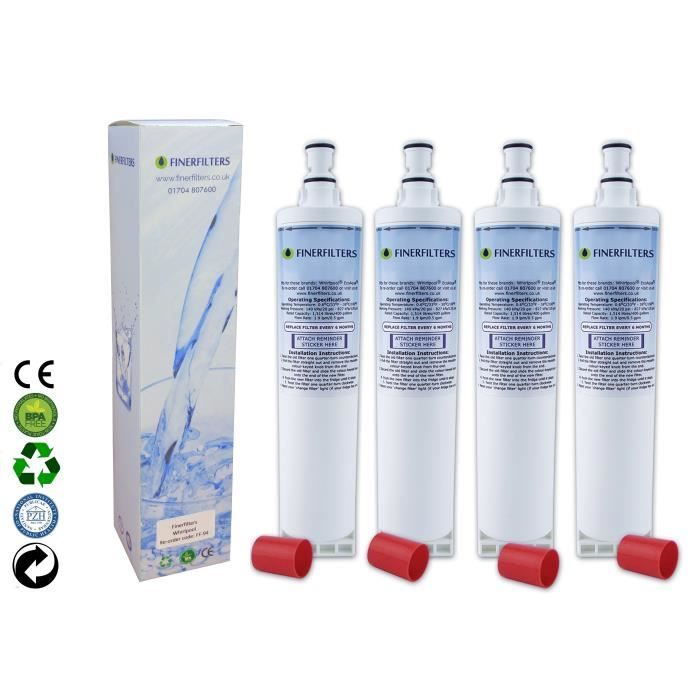4 x Whirlpool SBS002 Filtres à eau pour réfrigérateur de Finerfilters