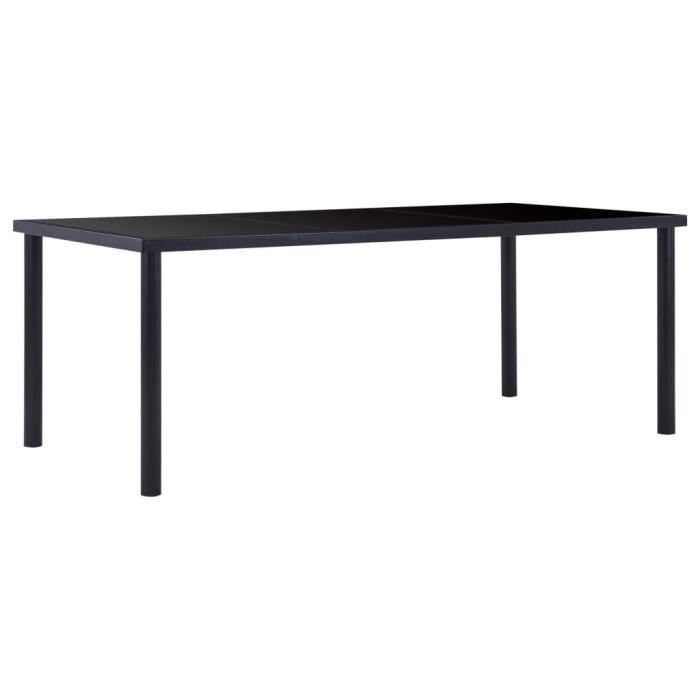 FAC Table de salle à manger Noir 200x100x75 cm Verre trempé