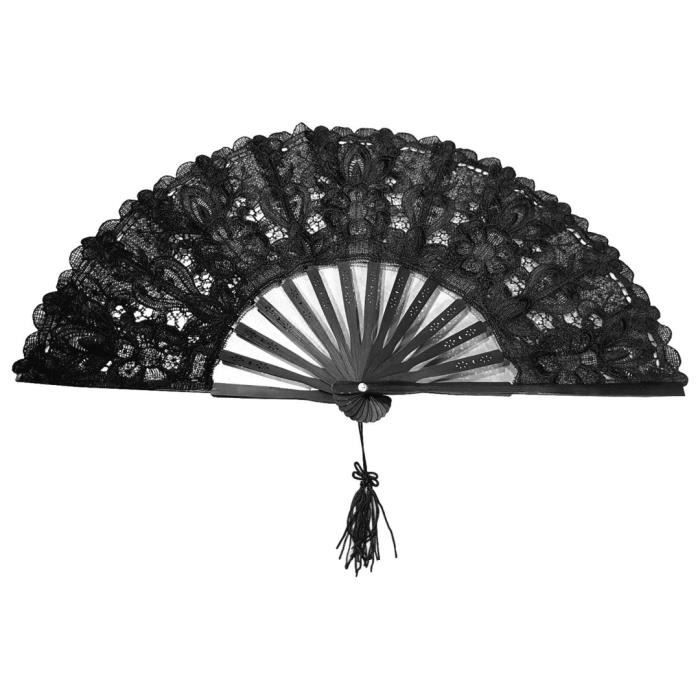 Autre Accessoire Deguisement Vendu Seul - EVENTAIL DENTELLE ROMANTIQUE NOIR