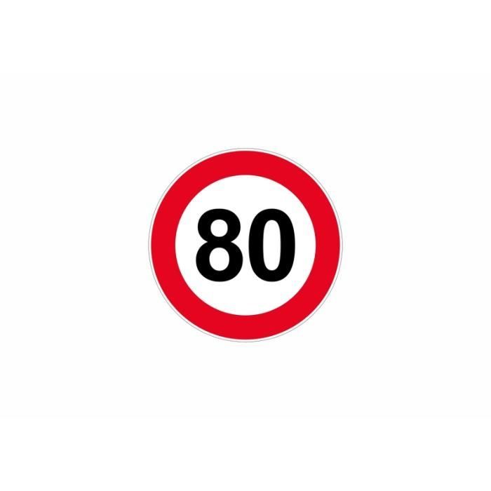 Autocollant sticker signalisation plaque porte panneau limitation vitesse 80