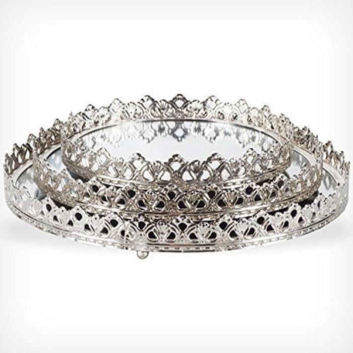 DRULINE ensemble de 3 plateaux de miroir métallique Eva Ø 20-26 - 29 cm argent 0504U185YYP