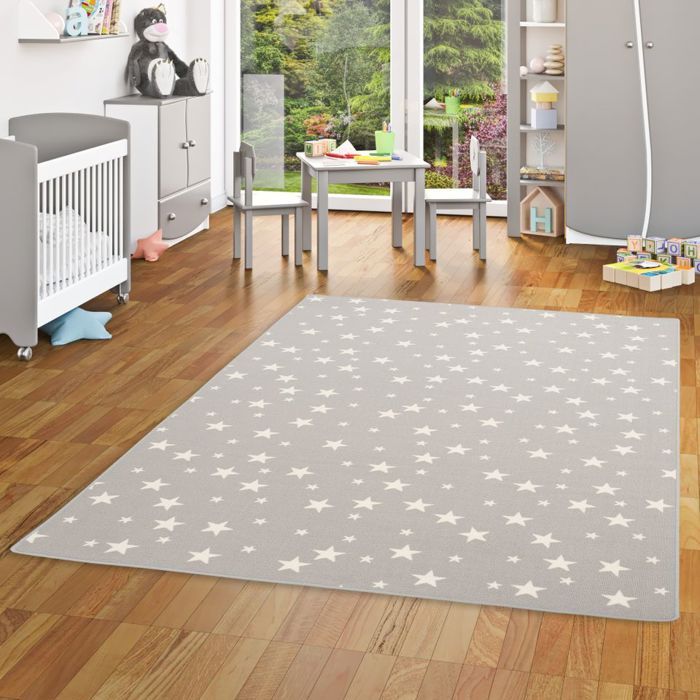 Snapstyle - Tapis de jeu pour enfant à motifs gris étoiles - 80x160 cm