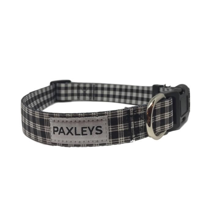 Luxury Adjustable Black and White Classic Plaid Tartan Dog Collar
