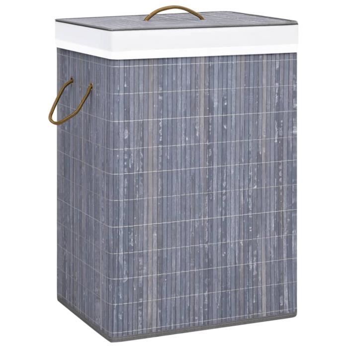 Luxueux - Panier à linge - Coffre à linge Bambou Gris 72 L #92180