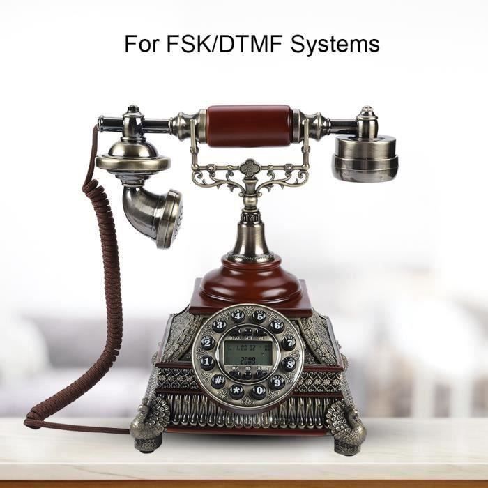 Téléphone Fixe Classique Filaire Vintage Antique FSK - DTMF avec bouton Recomposition Téléphone Retro -CHD