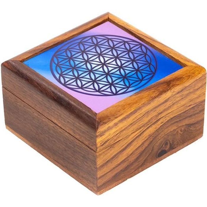 Petite boite à bijoux Fleur de Vie en bois