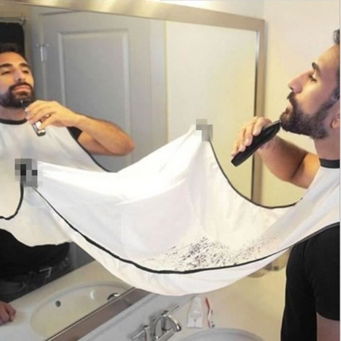 Tablier de cuisine,Protecteur de tondeuse de soins,rasoir Facial,barbe,tablier,organisateur,ventouse,attrape - Type WHITE -120x80cm