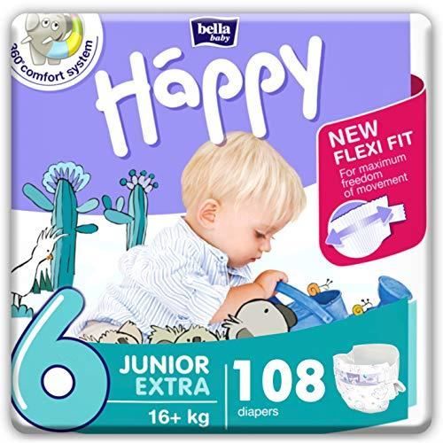 Bella Baby Happy Lot de 108 couches Taille 6 Junior Extra BB-054-JX02-008