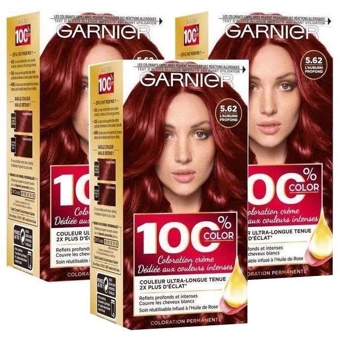 GARNIER Coloration permanente 100% Ultra color auburn - N 562 (Lot de 3)