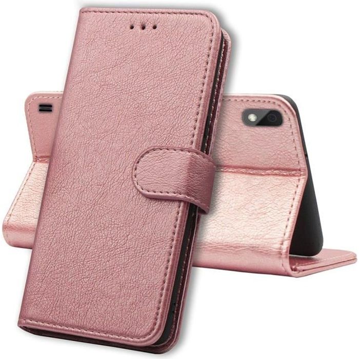Coque pour Samsung A10 - Portefeuille Rose Rabat Clapet Aimanté - Rose