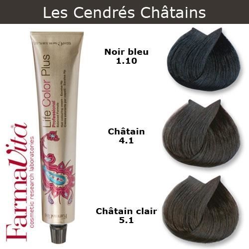 Coloration cheveux FarmaVita - Tons Cendrés Châtains Noir bleu cendré 1.10