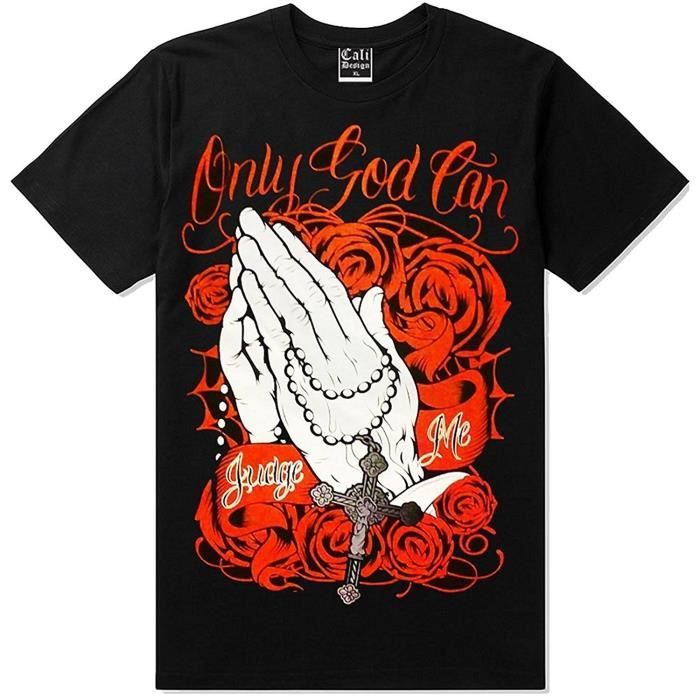 Homme Noir Tee Shirt Only God Can Judge Me Shirt Urban Wear Hip Hop Gangster Tattoo Drake Tupac Fashion Tee