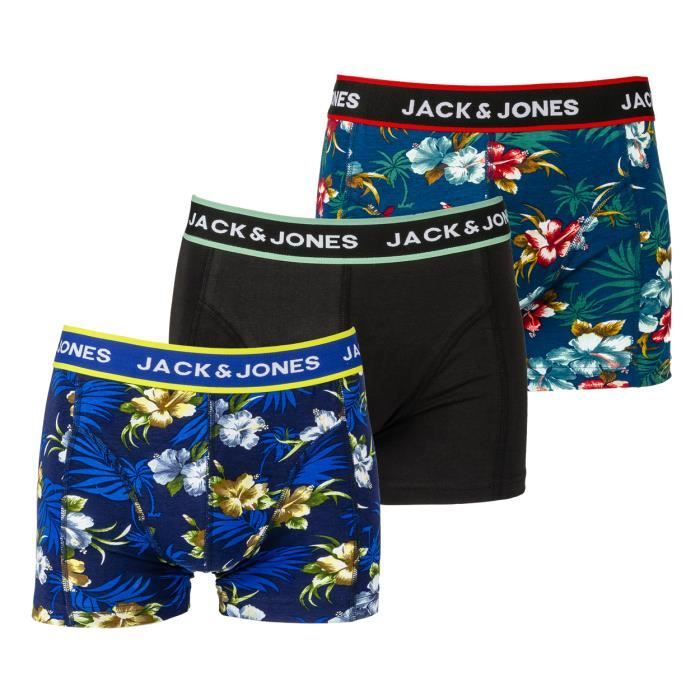 JACK & JONES Lot de 3 Boxers Cerisier/Bleu Homme